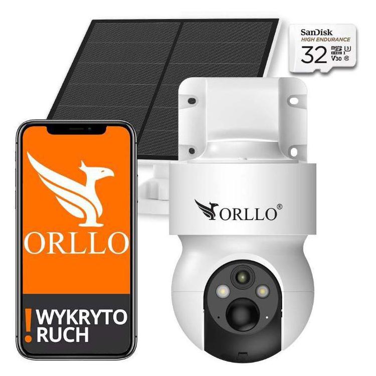 Kamera IP Orllo E7 PRO SIM solarna zewnętrzna bezprzewodowa obrotowa 3MP + Karta SD 32Gb