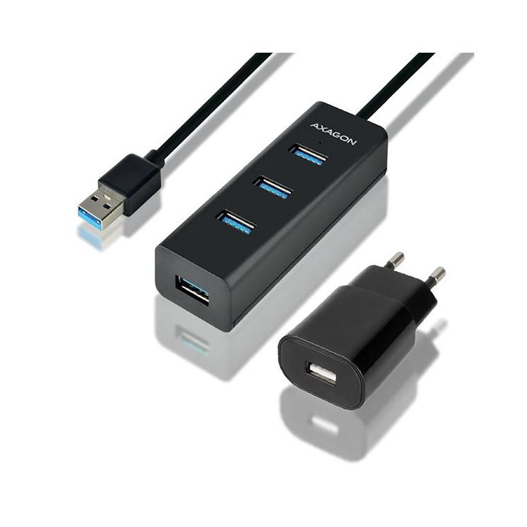 AXAGON HUE-S2BP hub USB-A, 4x USB 3.0, zasilacz zewnętrzny - 1,2 m, zasilacz