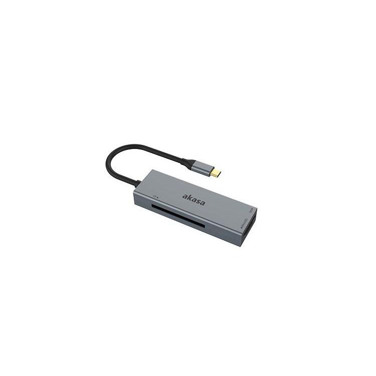 Czytnik kart Akasa USB 3.2 Gen1 Type-C 3 w 1 - srebrny