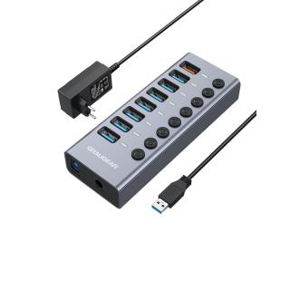 Graugear 7-portowy koncentrator USB-A 3.0 + 1x port...