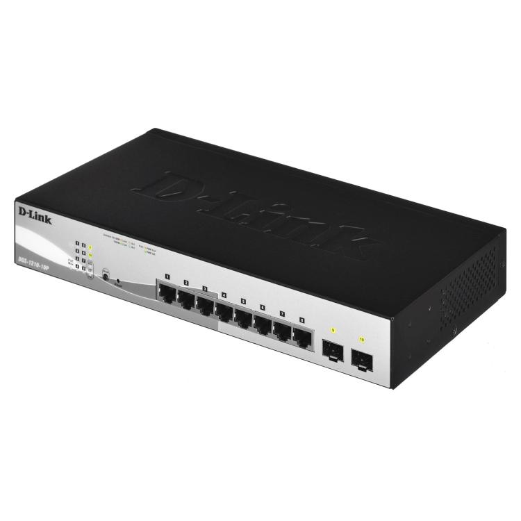 Switch przemysłowy D-Link DGS-1210-10P/E 8xGBit/2xSFP 19" zarządzalny PoE (65W)