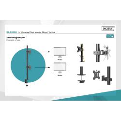 Uchwyt biurkowy DIGITUS pionowy 2xLCD max. 32" 8kg, zaciskowy czarny