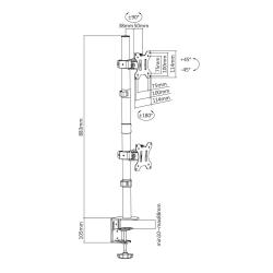 Uchwyt biurkowy DIGITUS pionowy 2xLCD max. 32" 8kg, zaciskowy czarny