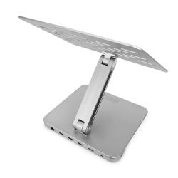 Podstawka przenośna DIGITUS do notebook/tablet regulowana ze stacją dokującą 6-portów USB Typ C RJ45 HDMI aluminium