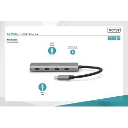 Hub USB Typ C DIGITUS 4-portowy 4x USB Typ C aluminium 5Gbps