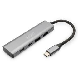 Hub USB Typ C DIGITUS 4-portowy 2x USB-A, 2x USB-C aluminium 10Gbps