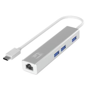 Adapter LevelOne USB-C - Gbps LAN + koncentrator USB3.0