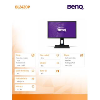 Monitor 23.8 cala LED BL2420P QHD,IPS,DVI,DP,rep,pivot