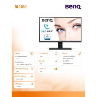 Monitor 27 BL2780 LED 5ms/IPS/20mln:1/HDMI