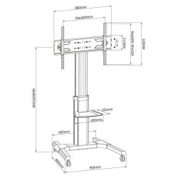 Stojak mobilny Techly 50"-92", 70kg, z półką AV