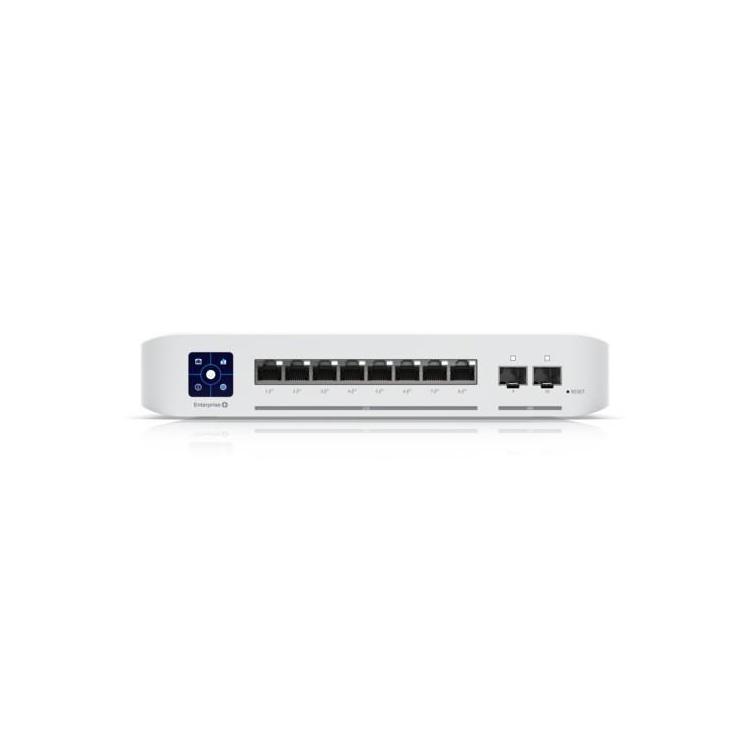 Ubiquiti Switch UniFi 8xRJ45 2.5G/2xSFP+ 10G Zarządzalne PoE+ do montażu na ścianie, ekran dotykowy 1.3", 120W PoE