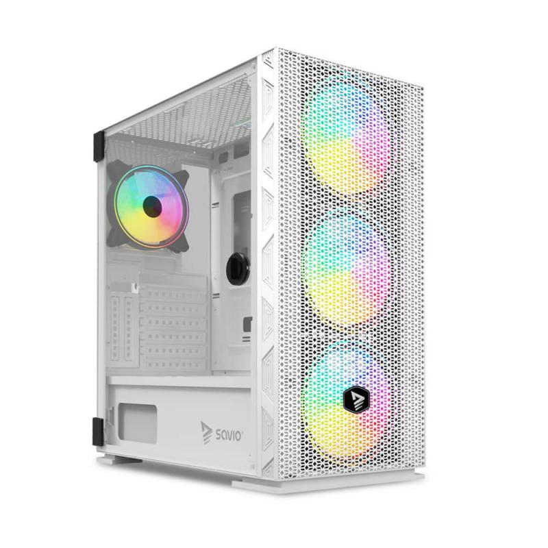 Obudowa PC SAVIO Raptor White X1 ARGB Mesh/Glass