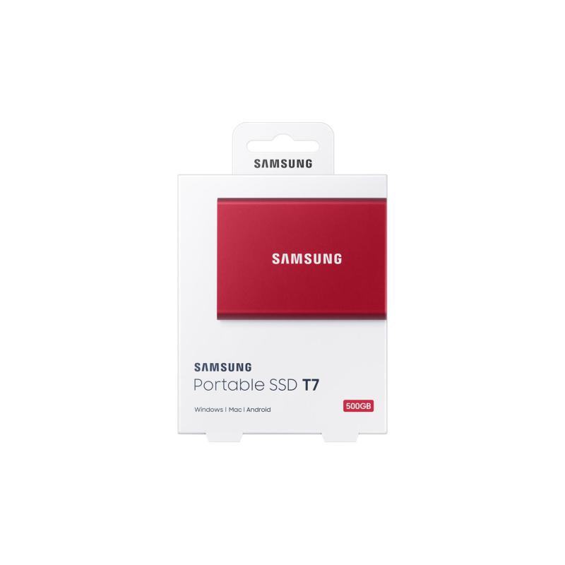 Dysk zewnętrzny SSD Samsung T7 (500GB USB 3.2 czerwony MU-PC500R/WW)