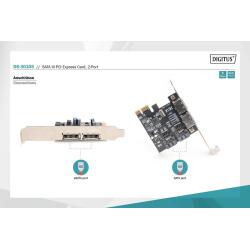 Karta rozszerzeń/Kontroler DIGITUS SATA III PCI Express 2x SATA 2x eSATA Low Profile Chipset: ASM106X