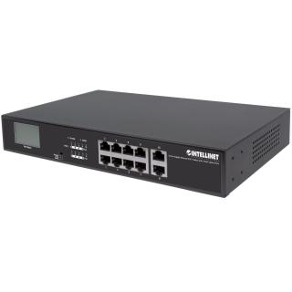 Switch niezarządzalny Intellinet 8x 10/100/1000 Mbps PoE+ 130W + 2x RJ45 Uplink LCD