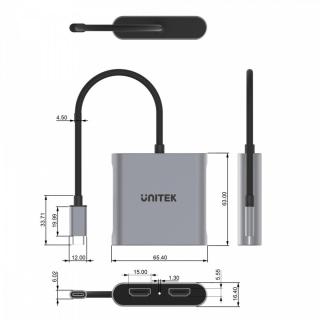 Adapter USB-C - 2x HDMI 2.0 4K MST M/F