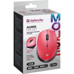 Mysz bezprzewodowa Defender AURIS MB-027 optyczna bezklikowa silent 1600dpi czerwona