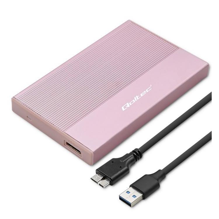 Obudowa | Kieszeń na dysk SSD HDD 2.5 cala | SATA | USB 3.0 | Super speed 5Gb/s | 2TB | Różowy