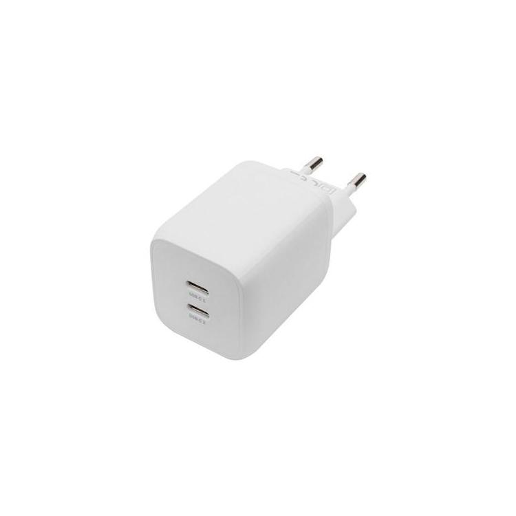 Ładowarka sieciowa zasilacz GaN 2x USB-C PD 3.0 max. 65W biała