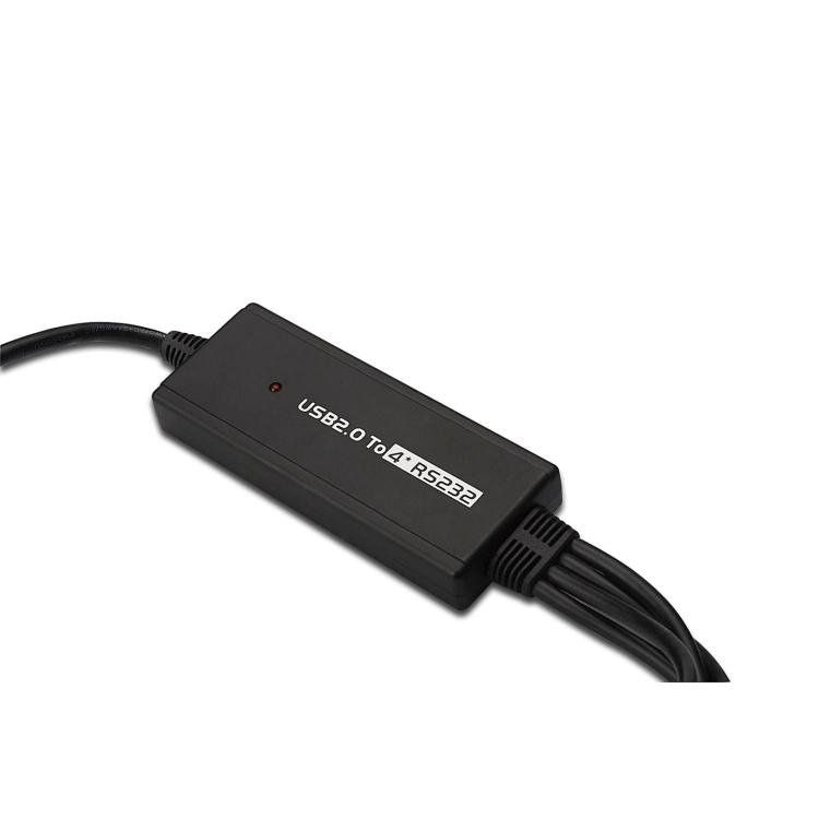 Konwerter/Adapter USB 2.0 do 4x RS232 (DB9)z kablem USB A M/Ż dł. 80cm