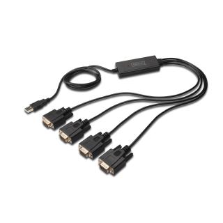 Konwerter/Adapter USB 2.0 do 4x RS232 (DB9)z kablem USB A...