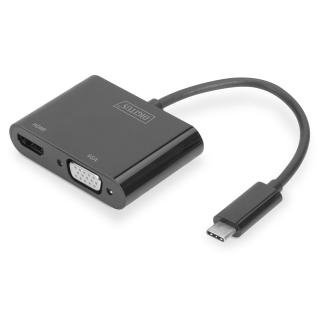 Adapter graficzny HDMI/ VGA na USB 3.1 Typ C4K 30Hz UHD/ FHD, z audio, aluminiowy