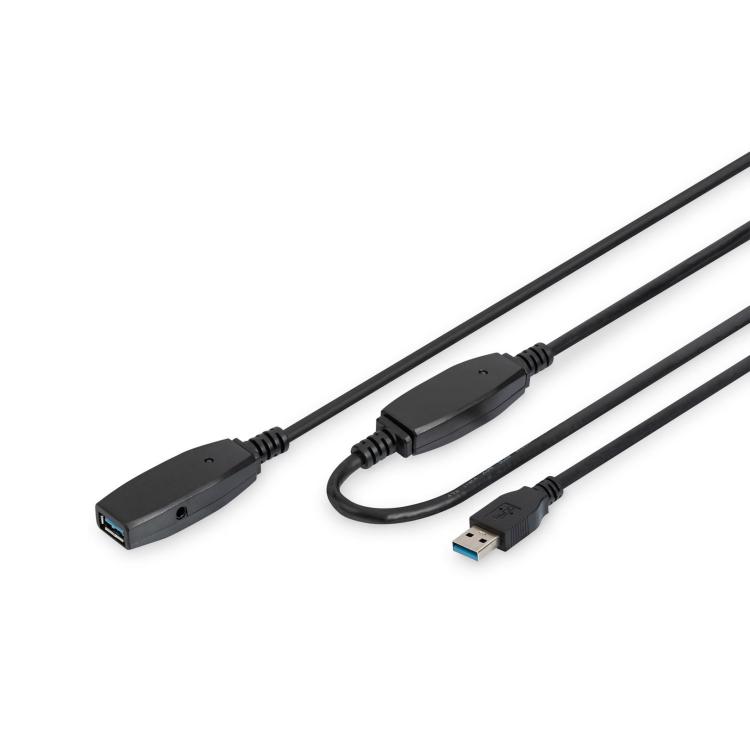 Kabel przedłużający USB 3.0 SuperSpeed 15mTyp USB A/USB A M/Ż aktywny czarny 15m