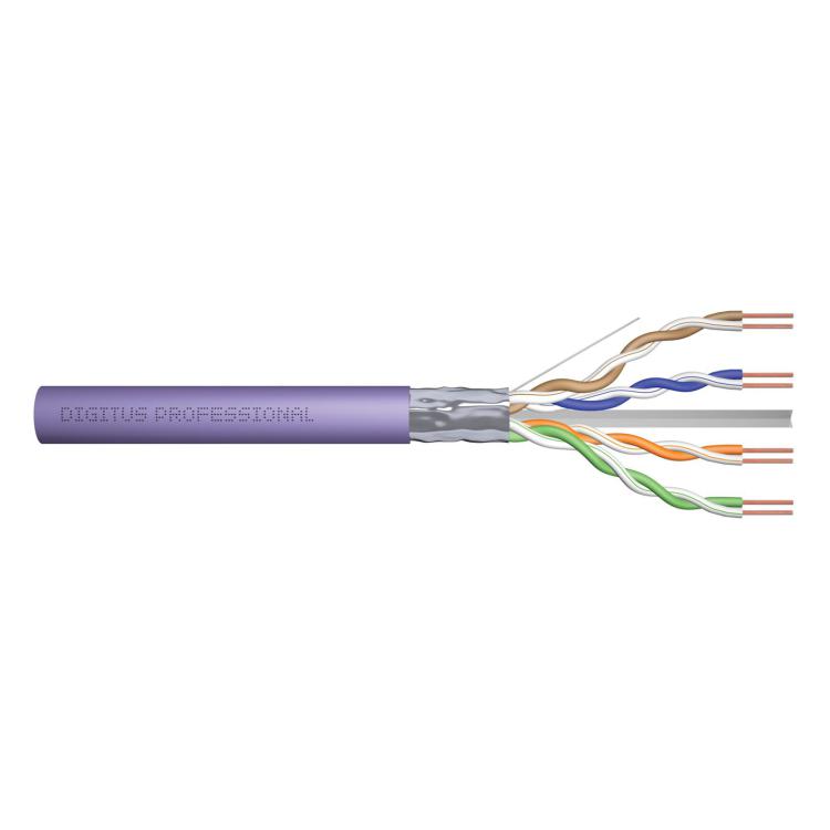 Kabel instalacyjny DIGITUS kat.6, F/UTP, Dca, AWG23/1, LSOH, 305m, fioletowy, szpula