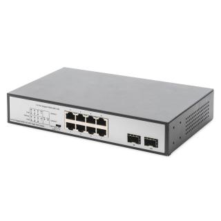 Przełącznik sieciowy niezarządzalny desktop 8x RJ45 Gb/s (w tym 6xPoE)+ 2x SFP, PoE++ budżet 180W