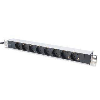 Listwa zasilająca PDU 19" Rack, 8x gniazdo schuko,2.0m, 1x wtyk unischuko, 16A, aluminiowa