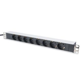 Listwa zasilająca PDU 19" Rack, 8x gniazdo schuko,2.0m, 1x wtyk unischuko, 16A, aluminiowa