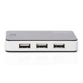 HUB 7-portowy USB 2.0 HighSpeedaktywny, czarno-srebrny