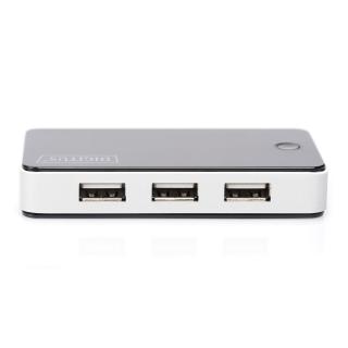 HUB 7-portowy USB 2.0 HighSpeedaktywny, czarno-srebrny