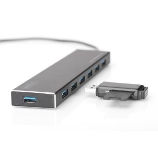 DIGITUS HUB USB 3.0/KONCENTRATOR 7XUSB 3.0 SUPERSPEED, AKTYWNY, ALUMINIUM DA-70241-1