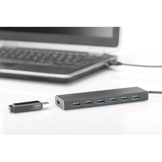 DIGITUS HUB USB 3.0/KONCENTRATOR 7XUSB 3.0 SUPERSPEED, AKTYWNY, ALUMINIUM DA-70241-1