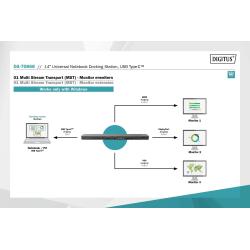 Stacja dokująca DIGITUS USB Typ C 12 portów Dual Monitor 4K 30Hz PD 3.0 RJ45 SD VGA HQ aluminiowa