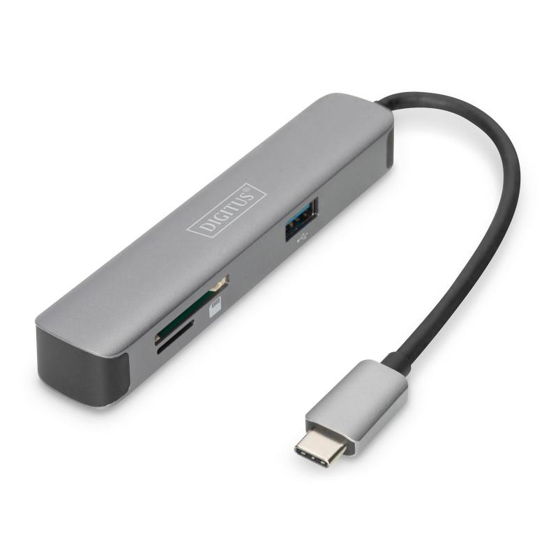 Stacja dokująca DIGITUS USB Typ C 5 portów 4K 30Hz HDMI 2x USB3.0 microSD SD/MMC srebrna