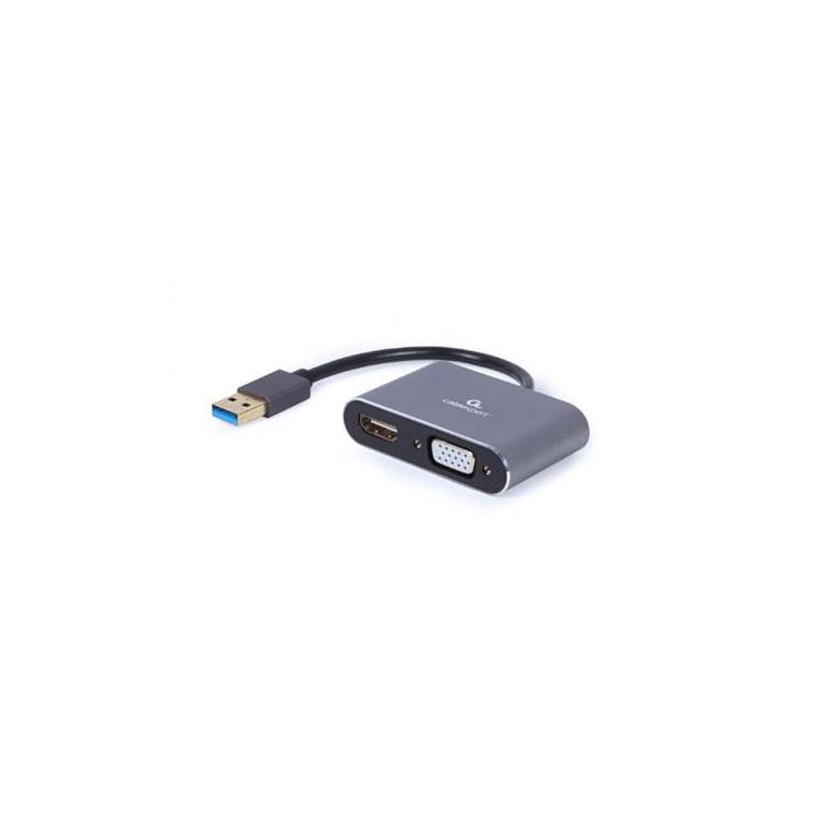 I/O ADAPTER USB3 TO HDMI/VGA/GREY A-USB3-HDMIVGA-01 GEMBIRD