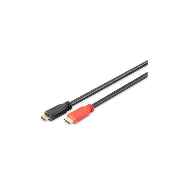 HDMI High Speed connection cable, type A, w/ amp.M/M, 10.0m, Ultra HD 24p, CE, gold, bl