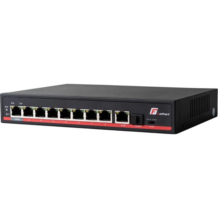 SWITCH POE GETFORT 8+1+SFP Gigabit Ethernet 120W