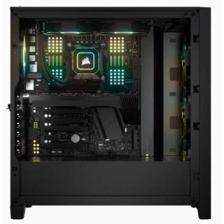 Korsarz | Obudowa Mid-Tower ATX ze szkła hartowanego | iCUE 4000X RGB | Szyba boczna | Wieża środkowa | Czarny | Zasilacz w