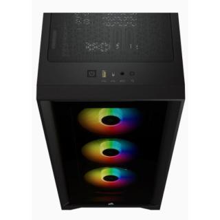 Korsarz | Obudowa Mid-Tower ATX ze szkła hartowanego | iCUE 4000X RGB | Szyba boczna | Wieża środkowa | Czarny | Zasilacz w