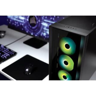 Korsarz | Obudowa Mid-Tower ATX ze szkła hartowanego | iCUE 4000X RGB | Szyba boczna | Wieża środkowa | Czarny | Zasilacz w