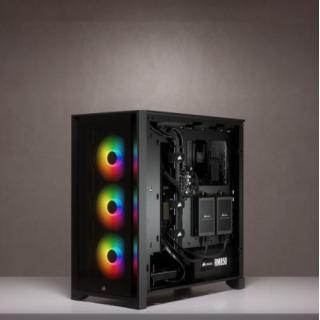 Korsarz | Obudowa Mid-Tower ATX ze szkła hartowanego | iCUE 4000X RGB | Szyba boczna | Wieża środkowa | Czarny | Zasilacz w