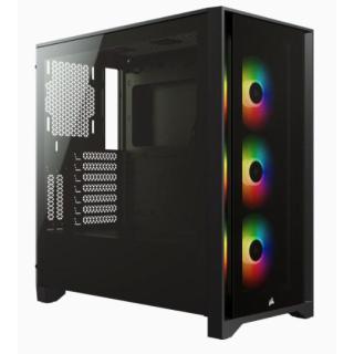 Korsarz | Obudowa Mid-Tower ATX ze szkła hartowanego | iCUE 4000X RGB | Szyba boczna | Wieża środkowa | Czarny | Zasilacz w