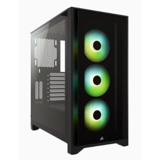 Korsarz | Obudowa Mid-Tower ATX ze szkła hartowanego | iCUE 4000X RGB | Szyba boczna | Wieża środkowa | Czarny | Zasilacz w