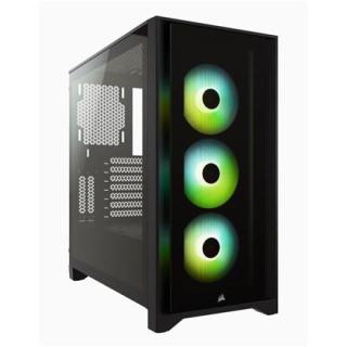 Korsarz | Obudowa Mid-Tower ATX ze szkła hartowanego | iCUE 4000X RGB | Szyba boczna | Wieża środkowa | Czarny | Zasilacz w