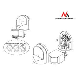 Czujnik ruchu zmierzchu Maclean MCE25 B ścienny czarny 180° 1200W