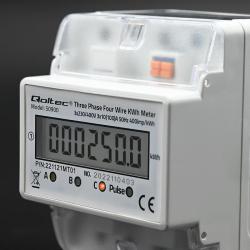 Miernik zużycia energii Qoltec na szynę DIN | trójfazowy elektroniczny licznik | 400V | LCD | 4P