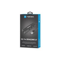 Hub USB Natec 3x USB 2.0 + RJ45 Dragonfly czarny